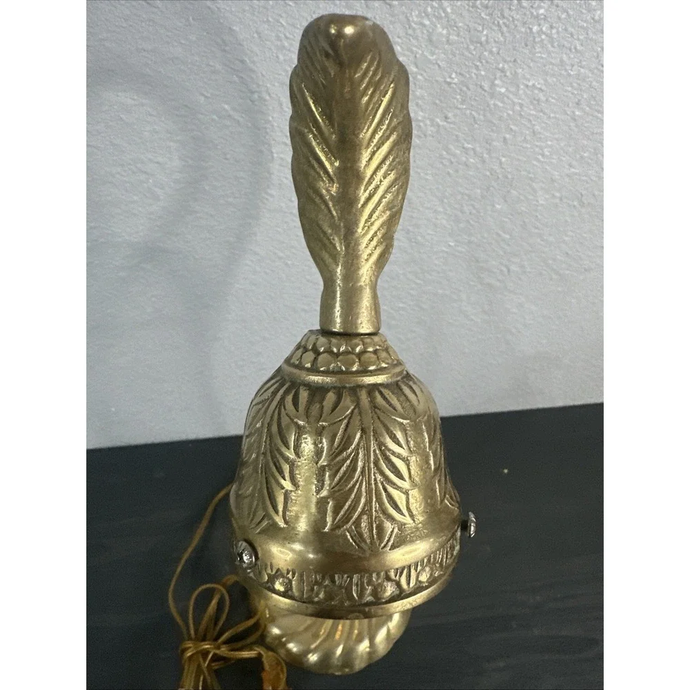 Vintage Brass Casted Metal Gooseneck Electric Table Lamp Leaves Leaf Design 19